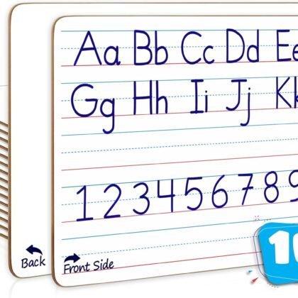 Scribbledo 10 Pack Double Sided Whiteboard Lined Dry Erase Boards for Kids Ruled Writing Board Handwriting Practice Small White Boards Dry Erase Board 9x12 Dry Erase Board with Lines Teacher Supplies