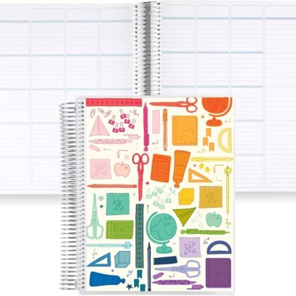 Erin Condren 8.5x11 Undated Homeschool Planner - School Supplies Classic Interchangeable Cover| Featuring Platinum Spiral and 80 Lb. Text Weight Paper