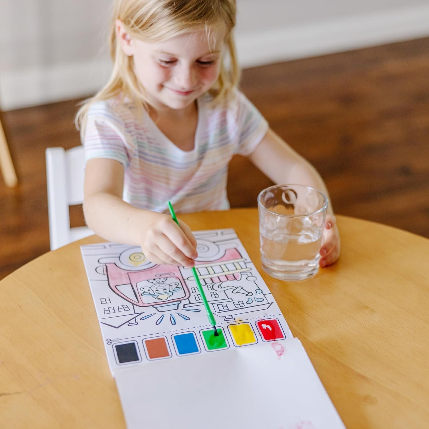 Melissa & Doug Paint With Water - Vehicles, 20 Perforated Pages With Spillproof Palettes - Image 2