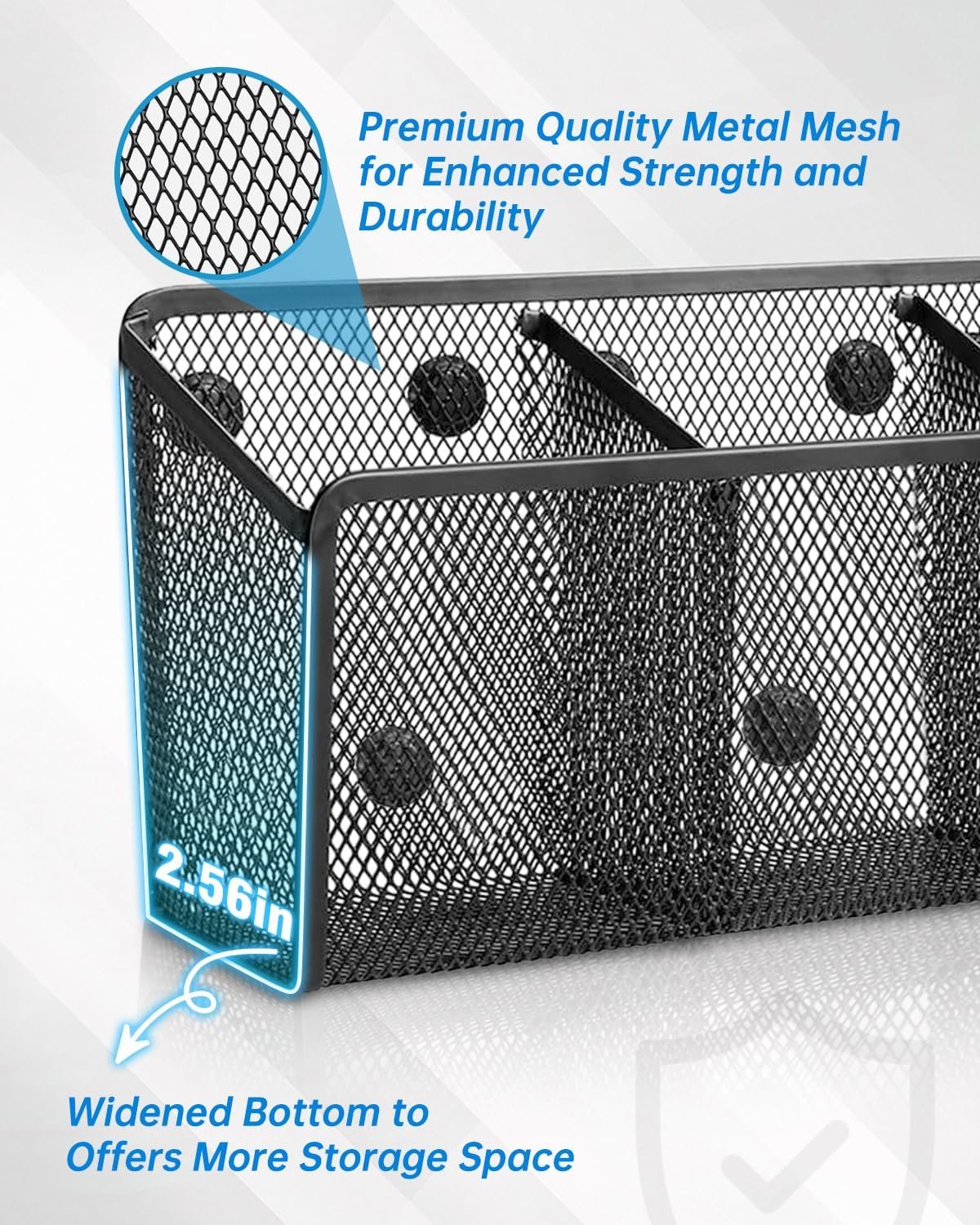 VICNOVA Magnetic Pencil Holder - Metal Pen Holder with Strong Magnets - Storage Basket Organizer for Whiteboard, Refrigerator, Locker Accessories - Image 4