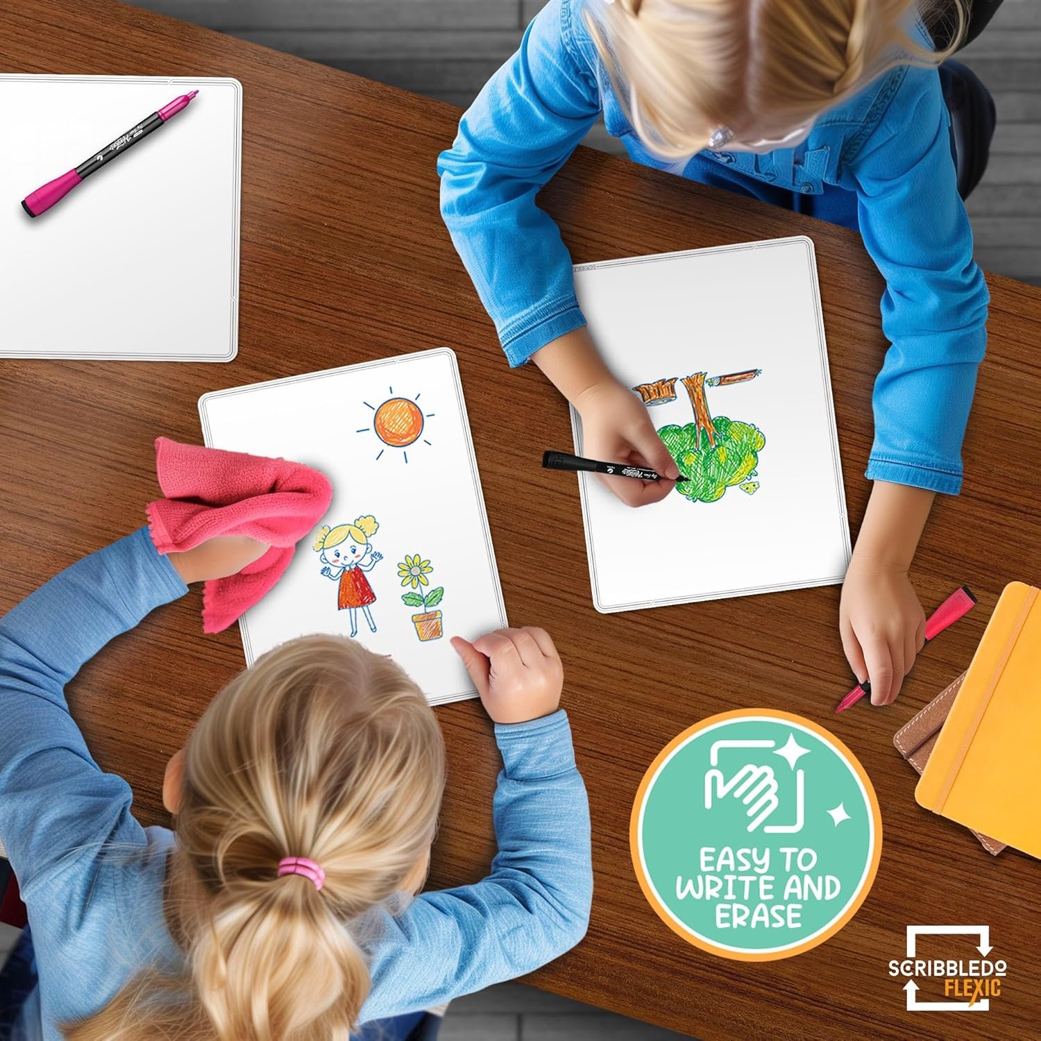 SCRIBBLEDO Small White Board Dry Erase Sheets 9”x12” for Kids Teacher Class Manipulatives Personal Mini Whiteboards Sheets Students Homeschool Supplies Small Dry Erase Boards Classroom Pack 10 Sheets - Image 3