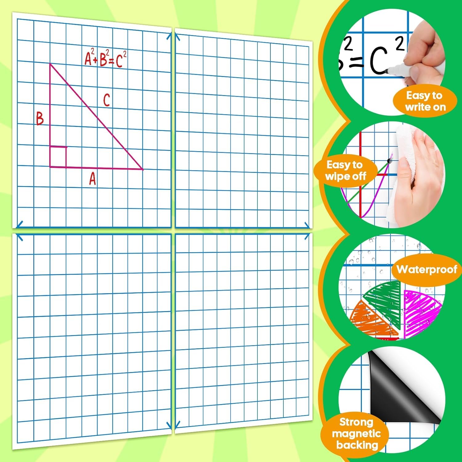 Giant Magnetic XY Coordinate Graph Grid Paper,Dry Erase Chart Paper for Whiteboard Homeschool Teacher Must Haves,Math Classroom Teaching Supplies Math Manipulatives - Image 5