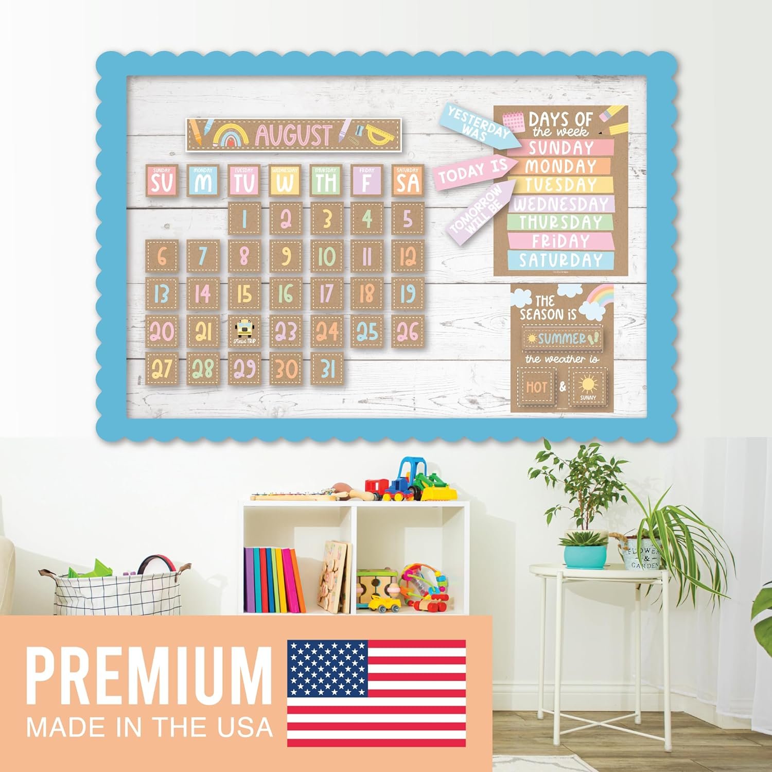 Classroom Calendar Set Bulletin Board Decor – School Calendar For Classroom Elementary & Preschool, Bulletin Board Decorations With Weather Chart & Seasons, Kraft Teacher Must Haves - Image 5