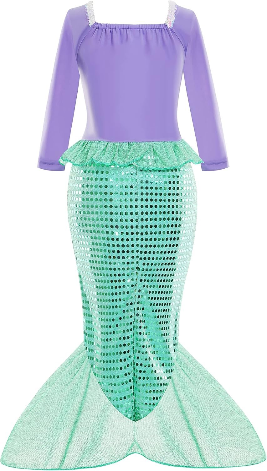 Arie Costume For Girls Little Mermaid Dress Up Costume Arie Dress Age 3-8 With Wig Halloween Cosplay Birthday Party - Image 3