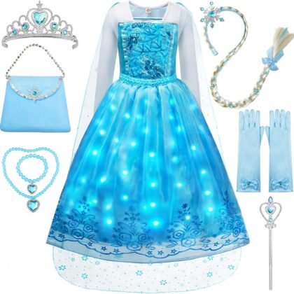 Princess Dresses for Girls Light Up Princess Costume for Christmas Halloween Toddler Princess Dress Up Clothes