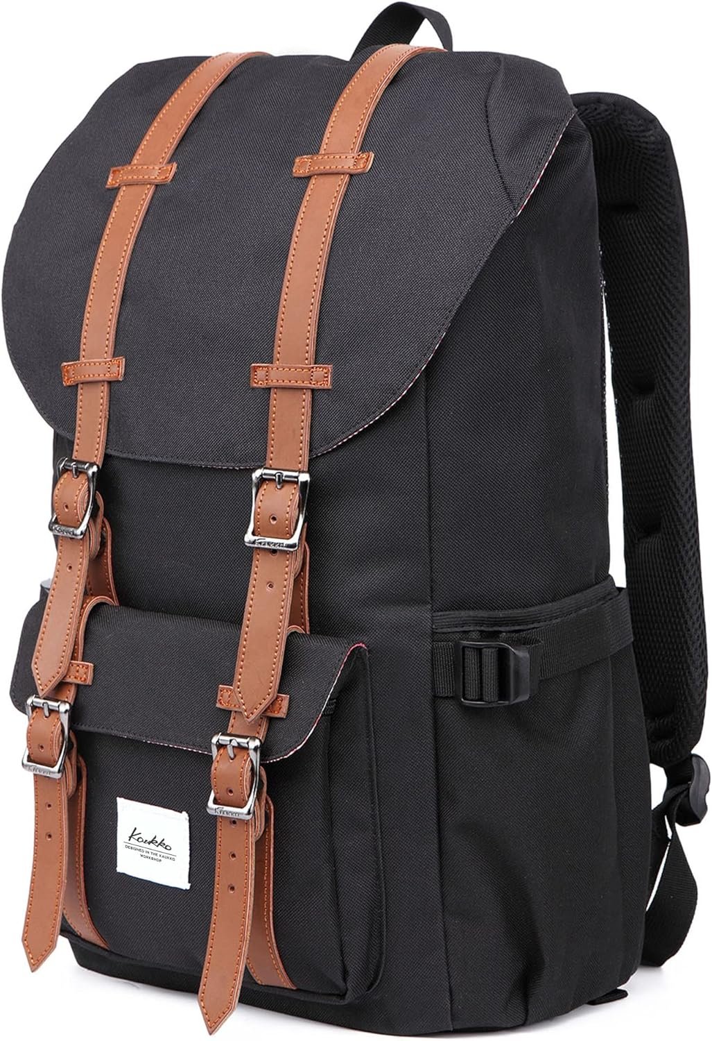 KAUKKO Travel Laptop Backpack Outdoor Rucksack Causal backpack Fits 15.6"(Nylon Black) - Image 2