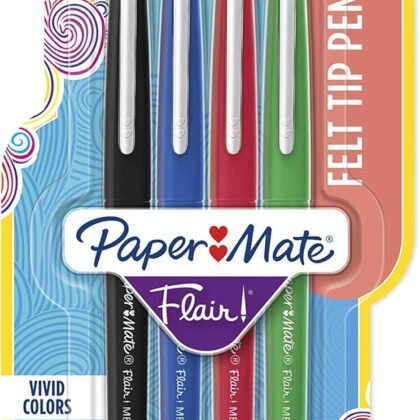 Paper Mate Flair Felt Tip Pens, Medium Point (0.7mm), Business Colors, 4 Count