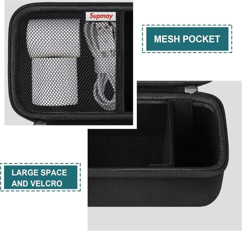 Hard Carrying Case for SUPVAN T50M Pro Bluetooth Label Maker Machine, Inkless Labeler Storage Travel Holder fit Label Tape, Charging Cable, User Manual, Black - Image 4