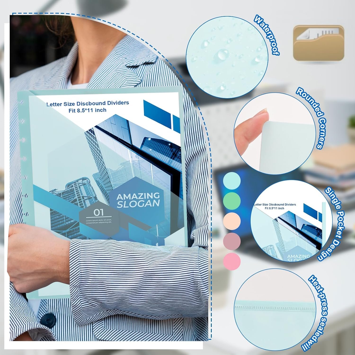 10 Pcs Discbound Letter Size Planner with 9.3 * 11inch Dividers and Pockets - 11 Disc Planner Folder Binder - Image 3