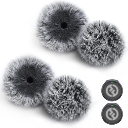 4-Pack Windscreen for Hollyland Lark M2 Wireless Microphone Transmitters - Furry Microphone Wind Muff Deadcat Foam Cover, Gray
