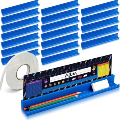PerKoop 20 Pcs Classroom Desk Name Plates Holder for Student Index Cards Storage Kids Desk Accessories Desktop Helper Prop and Station Guard Panels Organizer Water Bottle Holder