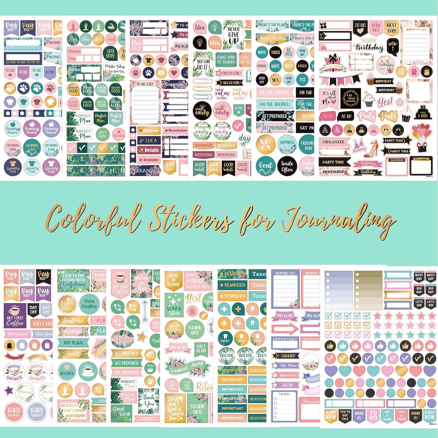 Planner Stickers - Monthly Planner Stickers and Accessories 25 Pages 1500+ Stunning Functional and Colorful Stickers,Calendar Stickers Includes Festival Theme Journal Stickers - Image 4