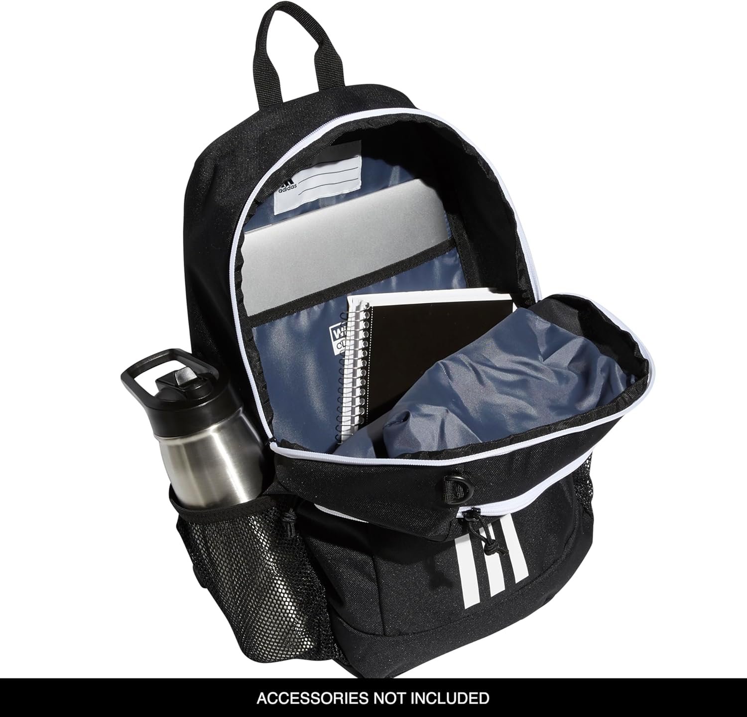 adidas Creator Laptop Backpack for Women and Men, Comfortable and Durable Small Athletic Bag, Black/White, One Size - Image 3