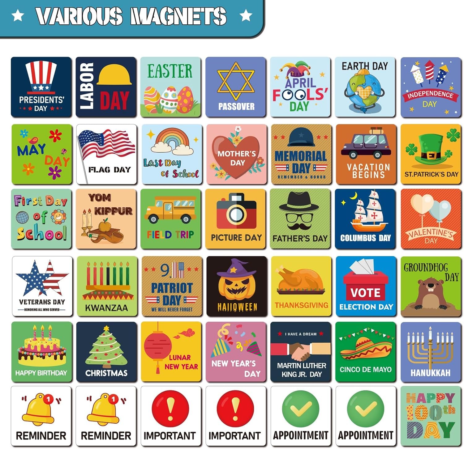 42Pcs Holiday Magnets for Magnetic Calendar, Holiday Refrigerator Magnets for Calendar Whiteboard, Dry Erase Boards, Calendar Magnets Accessories for Home Classroom Office - Image 2