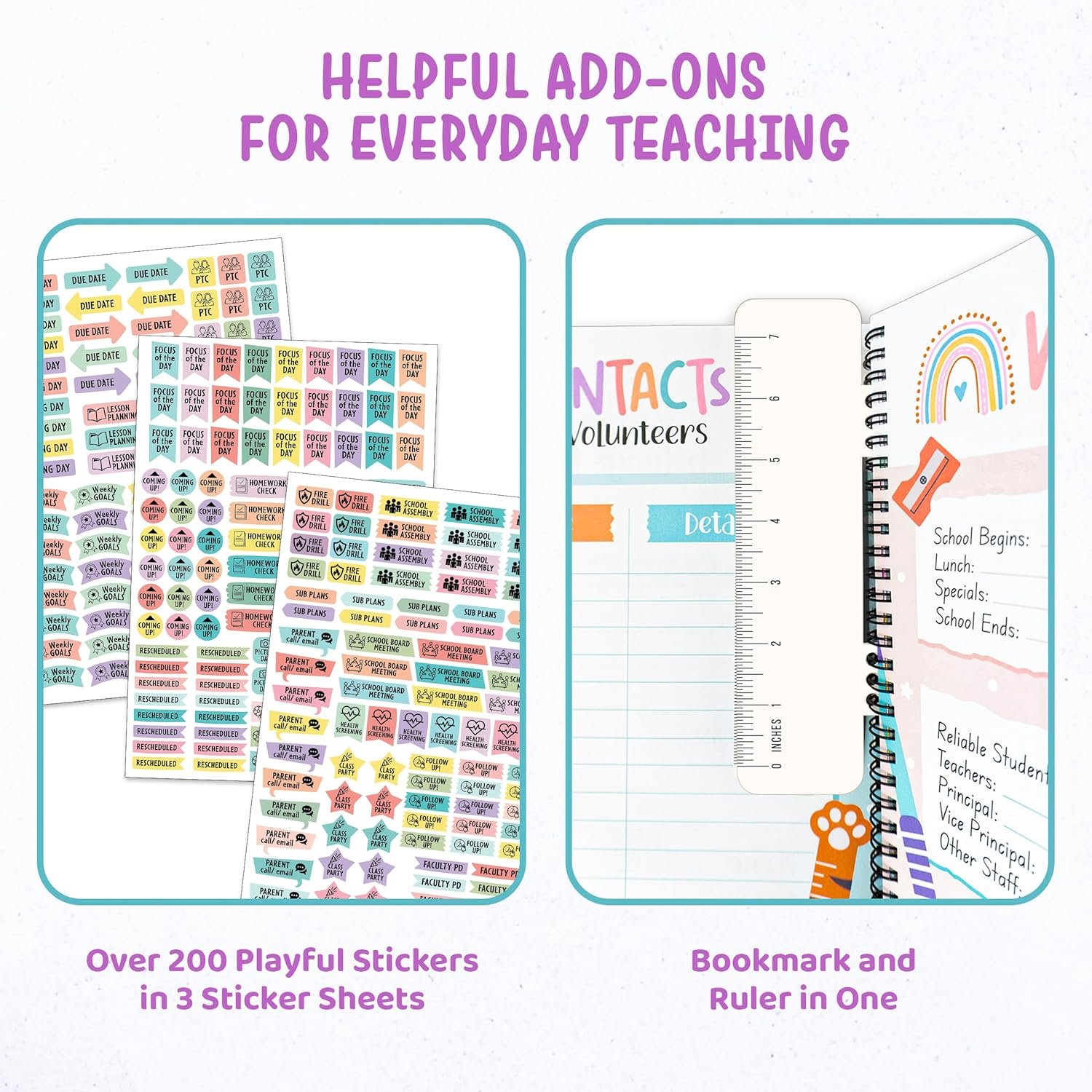 Decorably 12 Months Weekly and Monthly Undated Teacher Planner 2025-2026, 8.5x11inch Spring-Bound Teacher Lesson Planner with Contacts and Schedule Page, Communication Logs, and Classroom Planning - Image 8