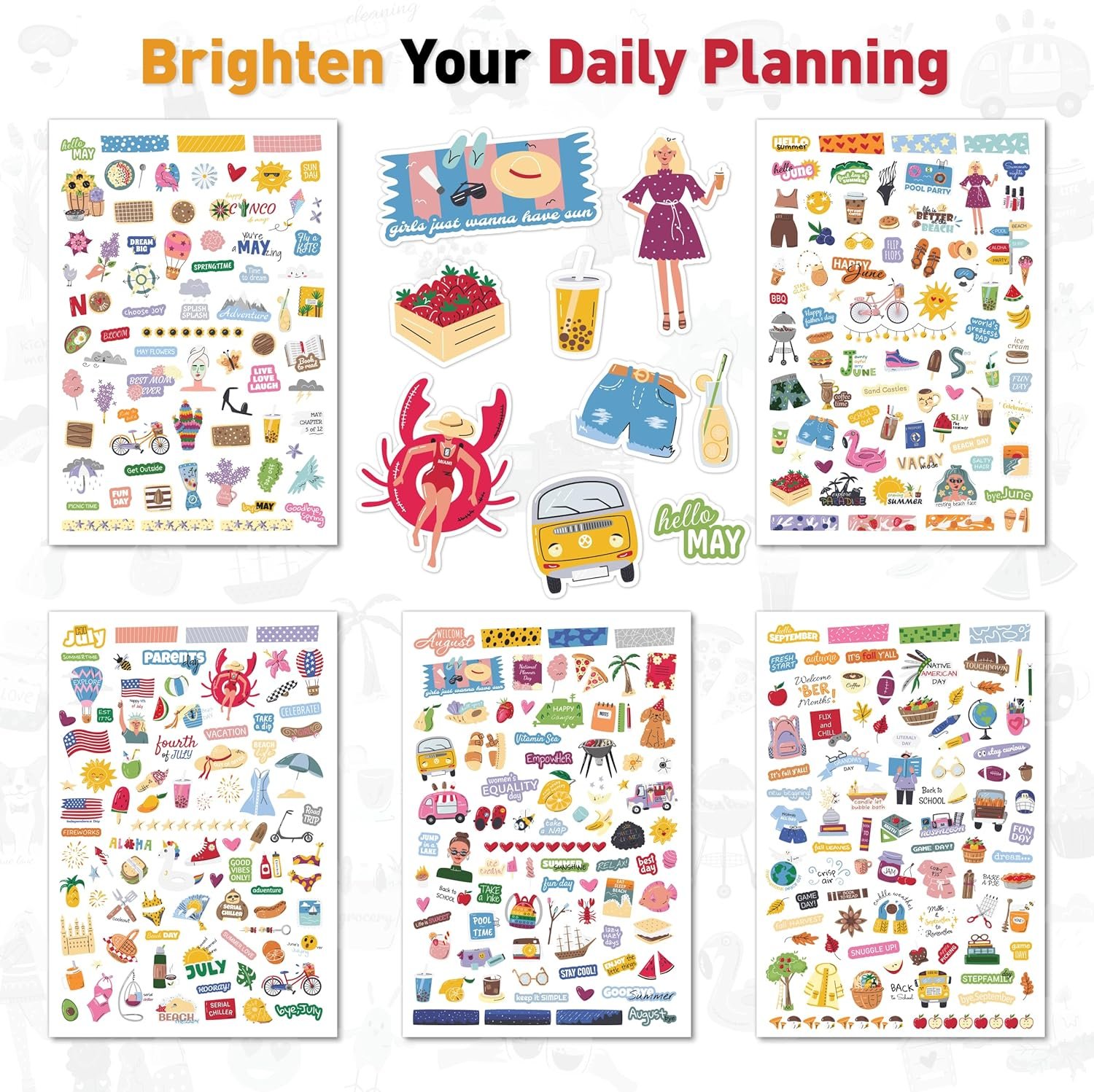 Holiday Seasonal Planner Sticker - Daily, Weekly & Monthly Calendar Stickers for Women, Men, Kids, Teachers & Students - Over 1300 Unique Hand-Drawn Stickers on 20 Sheets Per Pack! - Image 5