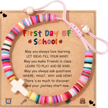 Back to School Stuff First Day of School Gifts Bracelets for Mommy and Me Daughter Son First Day of 1 2 3 Grad Preschool Kindergarten High School Back to Scool Supplies