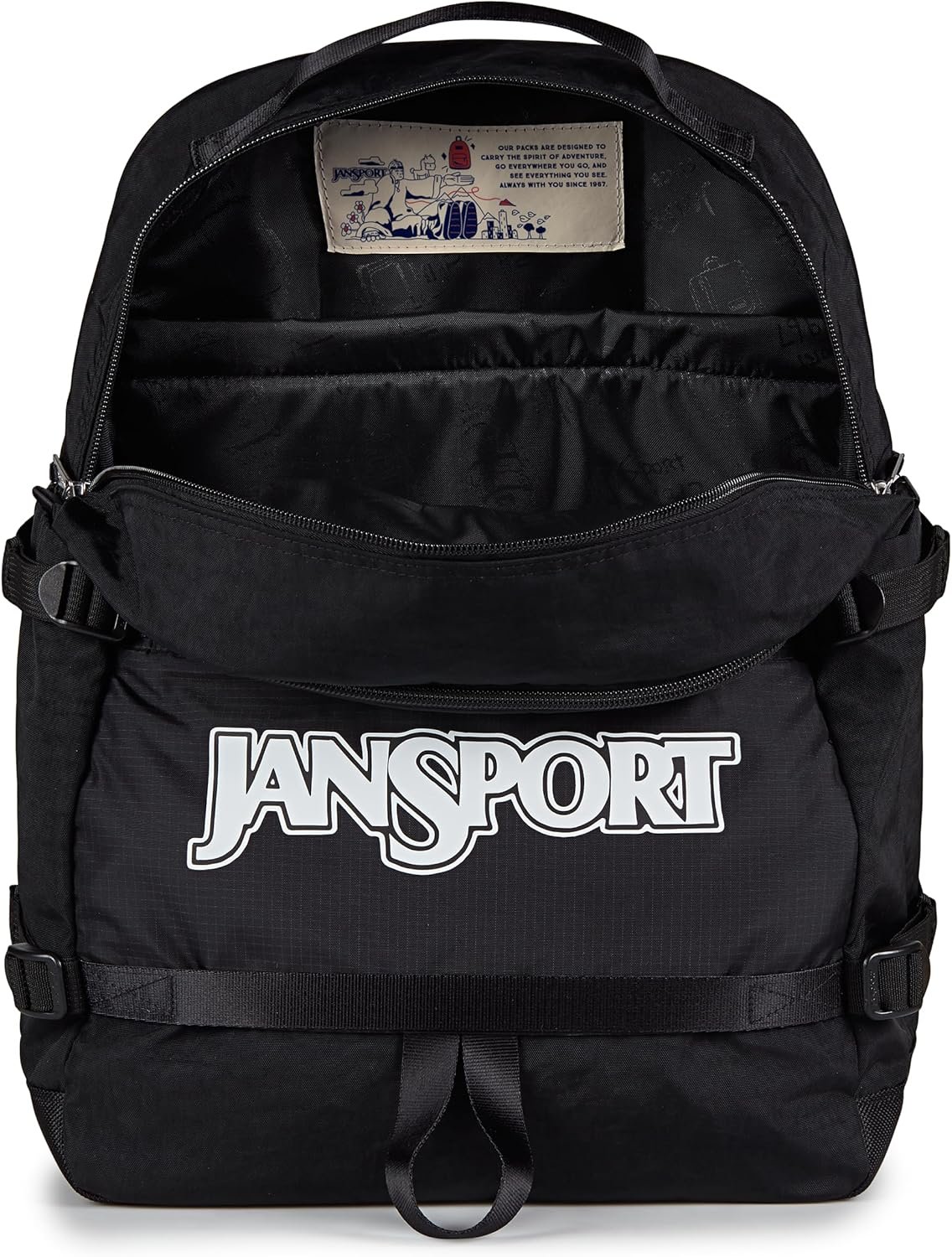 JanSport Small Seattle Pack – Compact Backpack with Main Compartment, Dual Water Bottle Pockets, and Padded Sleeve for 15-Inch Laptop, Black - Image 8