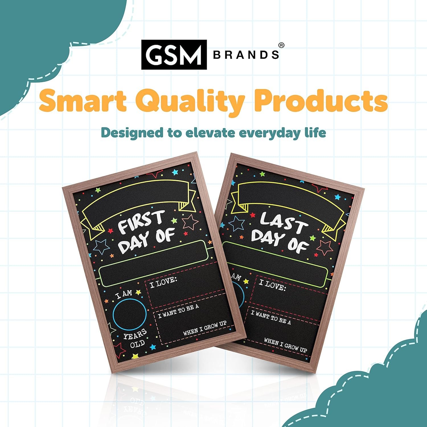 First Day Last Day of School Chalkboard Double Sided Sign with Frame - 14" x 10" - Image 8