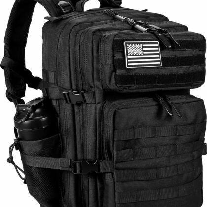 LHI Military Tactical Backpack for Men and Women 45L Army 3 Days Assault Pack Bag Large Rucksack with Molle System - Black