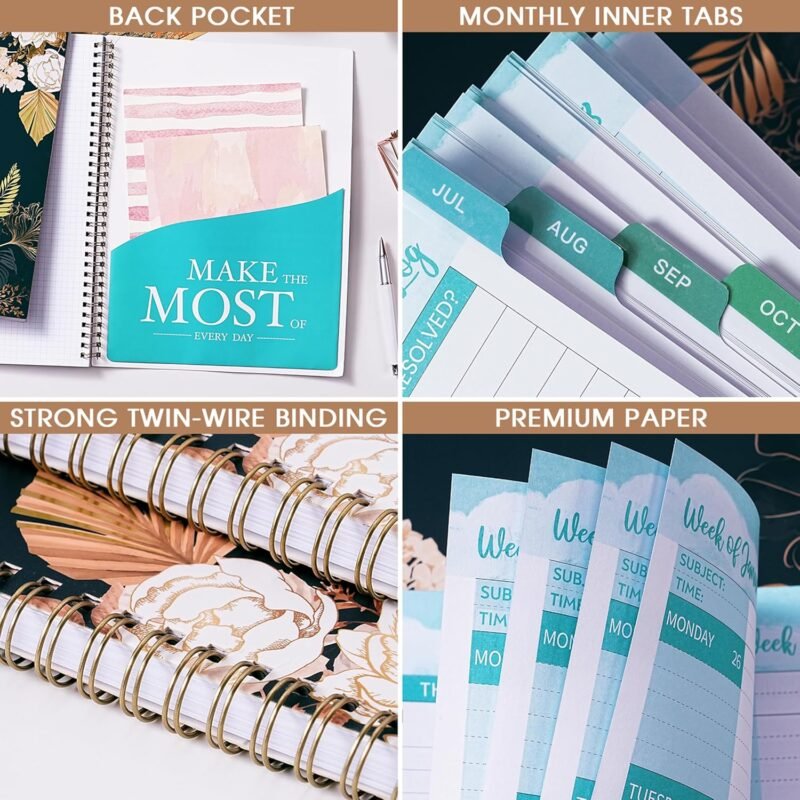 2025-2026 Teacher Planner - 9'' x 11'', Teacher Planner 2025-2026 Academic Year, JULY 2025 - JUNE 2026, Weekly & Monthly Lesson Plan Book with Quotes, Twin-Wire Binding, Monthly Tabs, Back Pockets - Image 6
