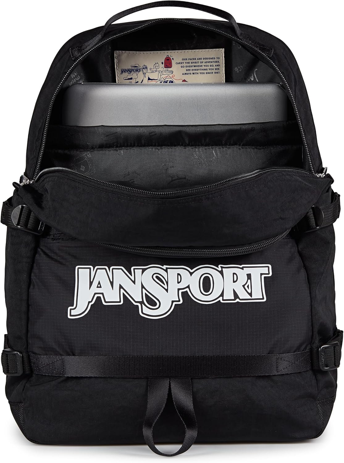 JanSport Small Seattle Pack – Compact Backpack with Main Compartment, Dual Water Bottle Pockets, and Padded Sleeve for 15-Inch Laptop, Black - Image 4