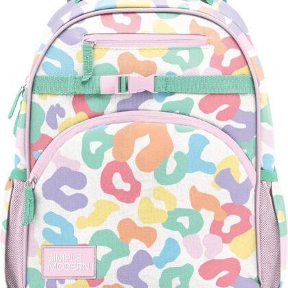 Simple Modern Medium Toddler Backpack for School Girls and Boys | Kindergarten Elementary Kids Backpack | Fletcher Collection | Kids - 15" tall | Rainbow Leopard