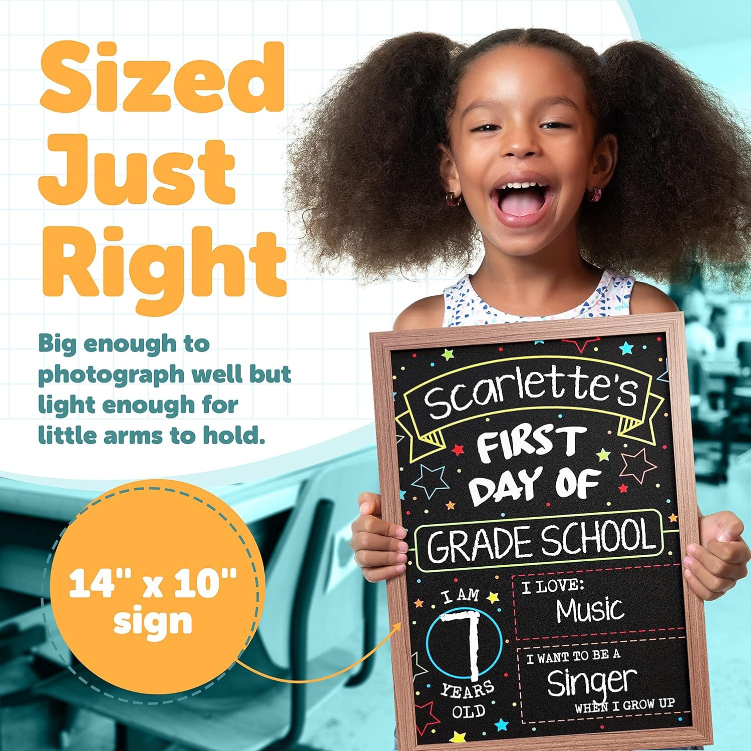 First Day Last Day of School Chalkboard Double Sided Sign with Frame - 14" x 10" - Image 3