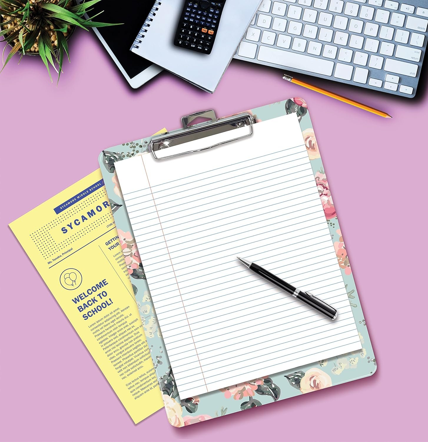 Better Office Products Fashion Clipboard, Floral Design, Standard A4 Letter Size, 12.5" x 9", Wooden Clipboard, Low Profile Clip, Retractable Hanging Tab, Decorative Clipboard (Victorian Floral) - Image 6