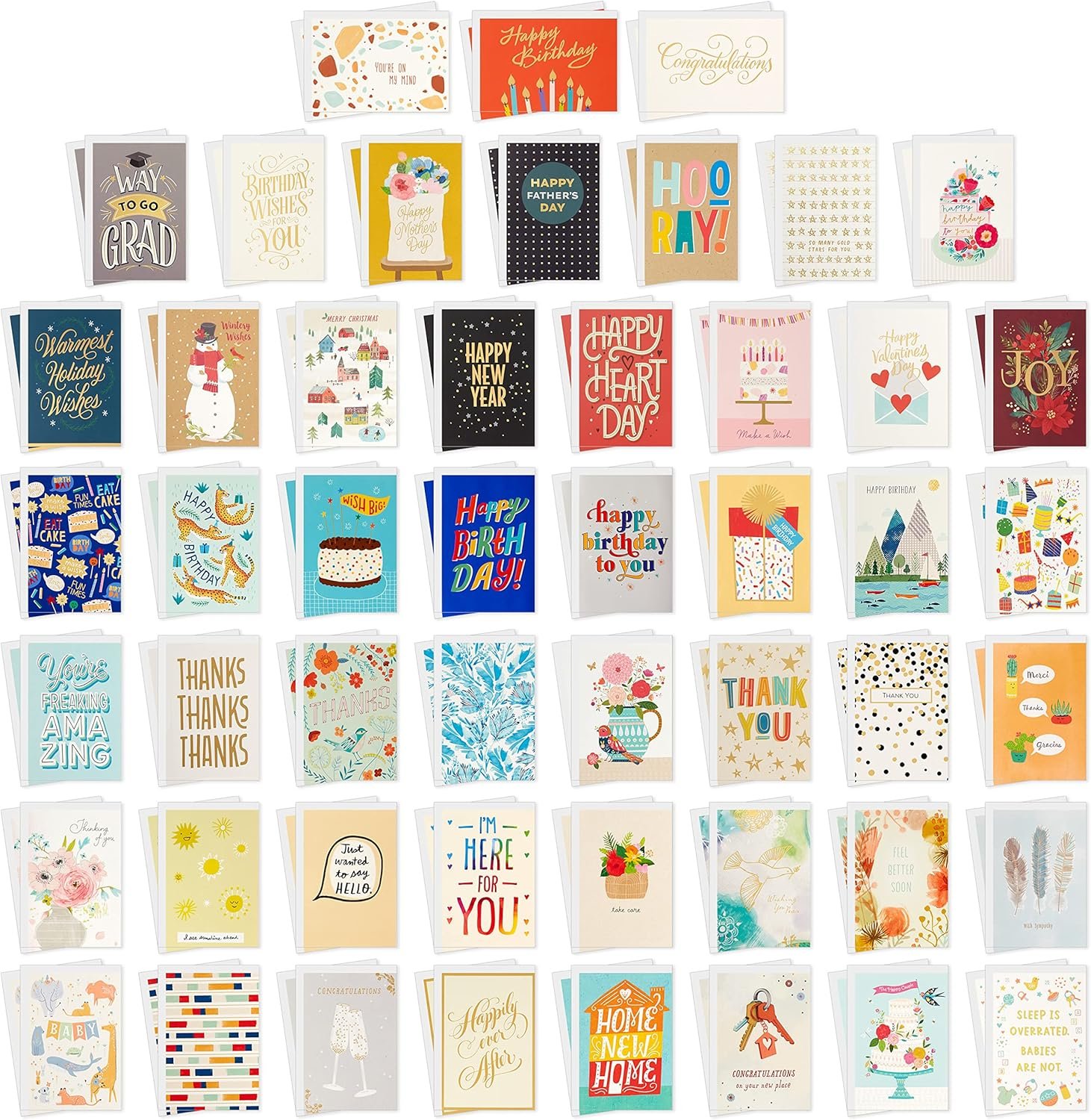 Hallmark All Occasion Boxed Set of Assorted Blank Greeting Cards with Card Organizer (Pack of 100)—Birthday, Thank You, Congratulations, Wedding, Baby, Thinking of You, Sympathy - Image 3