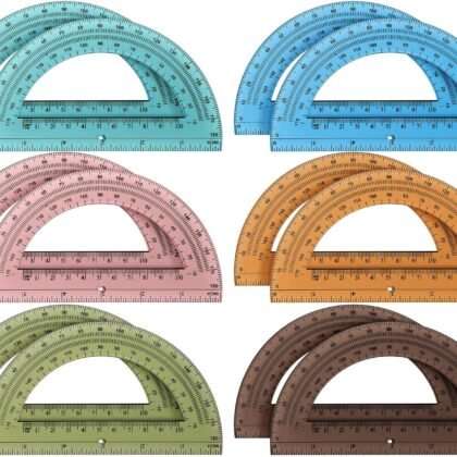 12 Pcs of Colorful Plastic Protractors 180 Degrees 6 Inches Mathematical Protractor Translucent Geometric for Learn Office Measurement Drawing