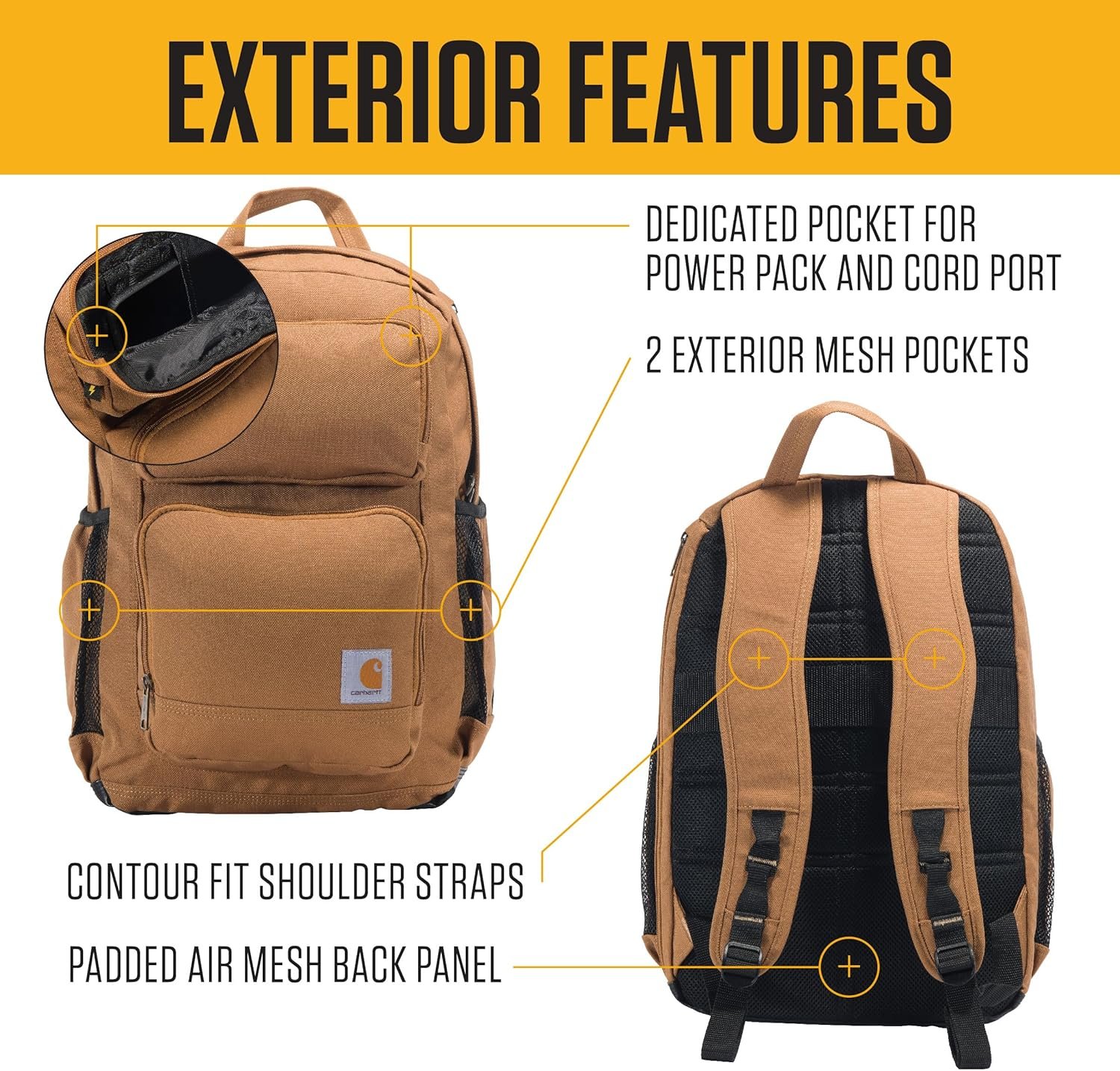 Carhartt 28L Dual-Compartment Backpack, Durable Pack with Laptop Sleeve and Duravax Abrasion Resistant Base, Black - Image 2