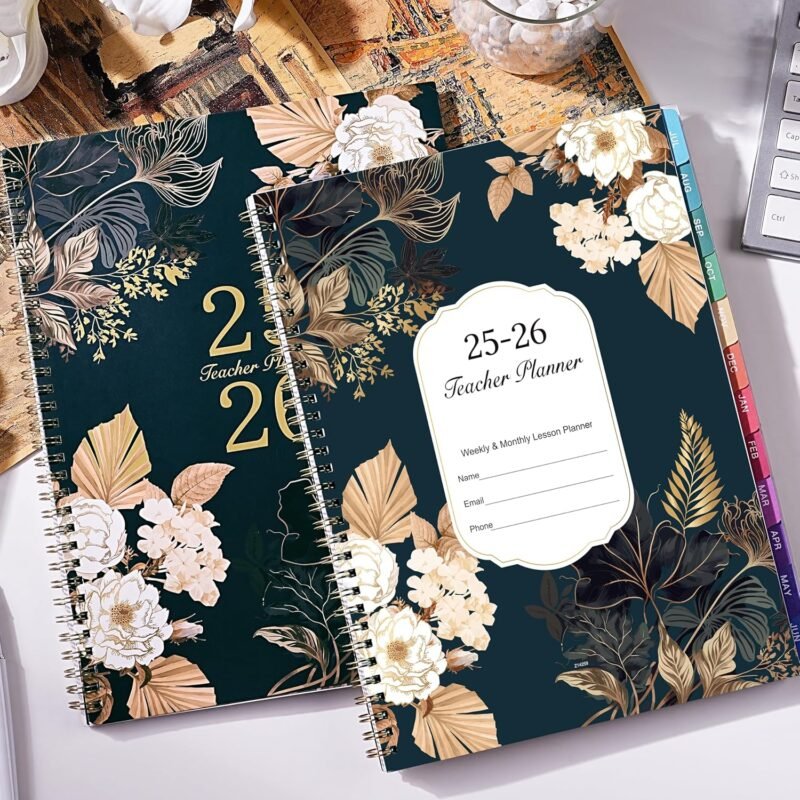 2025-2026 Teacher Planner - 9'' x 11'', Teacher Planner 2025-2026 Academic Year, JULY 2025 - JUNE 2026, Weekly & Monthly Lesson Plan Book with Quotes, Twin-Wire Binding, Monthly Tabs, Back Pockets - Image 2
