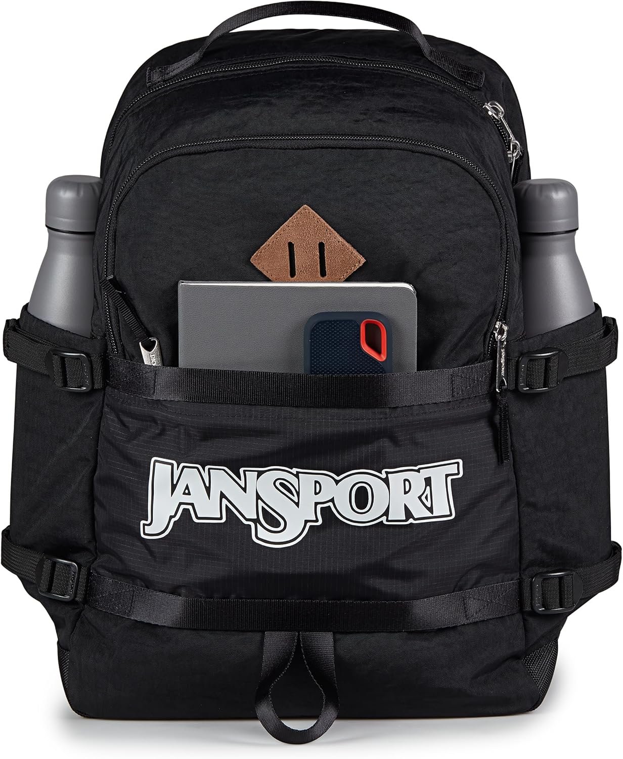 JanSport Small Seattle Pack – Compact Backpack with Main Compartment, Dual Water Bottle Pockets, and Padded Sleeve for 15-Inch Laptop, Black - Image 5