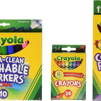 Crayola Back To School Supplies, Grades 3-5, Ages 7, 8, 9, 10, Contains 24 Crayons, 10 Washable Broad Line Markers, and 12 Colored Pencils [Amazon Exclusive]