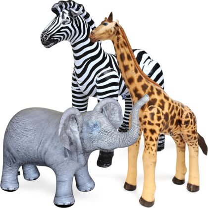 Jet Creations Life on Earth Wildlife Safari Inflatable, 3-PK, Giraffe, Zebra, Elephant, Realistic Animal Bundle for Party Decoration, Pool, Birthday, Africa Jungle Photo Prop. Easy to Inflate, 1pc