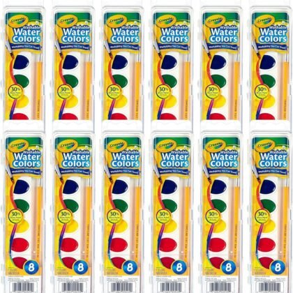 Crayola Washable Watercolor Paint Sets for Kids (12ct), Bulk Classroom Art Supplies for Preschool & Kindergarten, Classroom Learning Activities for Toddlers