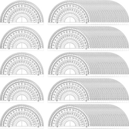 Nicunom 100 Pack Plastic Protractor 180 Degree Math Protractors Geometry Student Protractor, 4 Inches, Clear