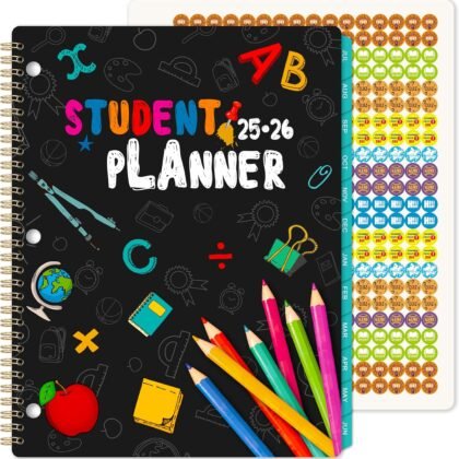 Student Planner 2025-2026 - School Planner 2025-2026, July 2025- June 2026, 8.5" x 11", Monthly and Weekly School Calendar with Colorful Tabs, Stickers and 3-Hole Punched