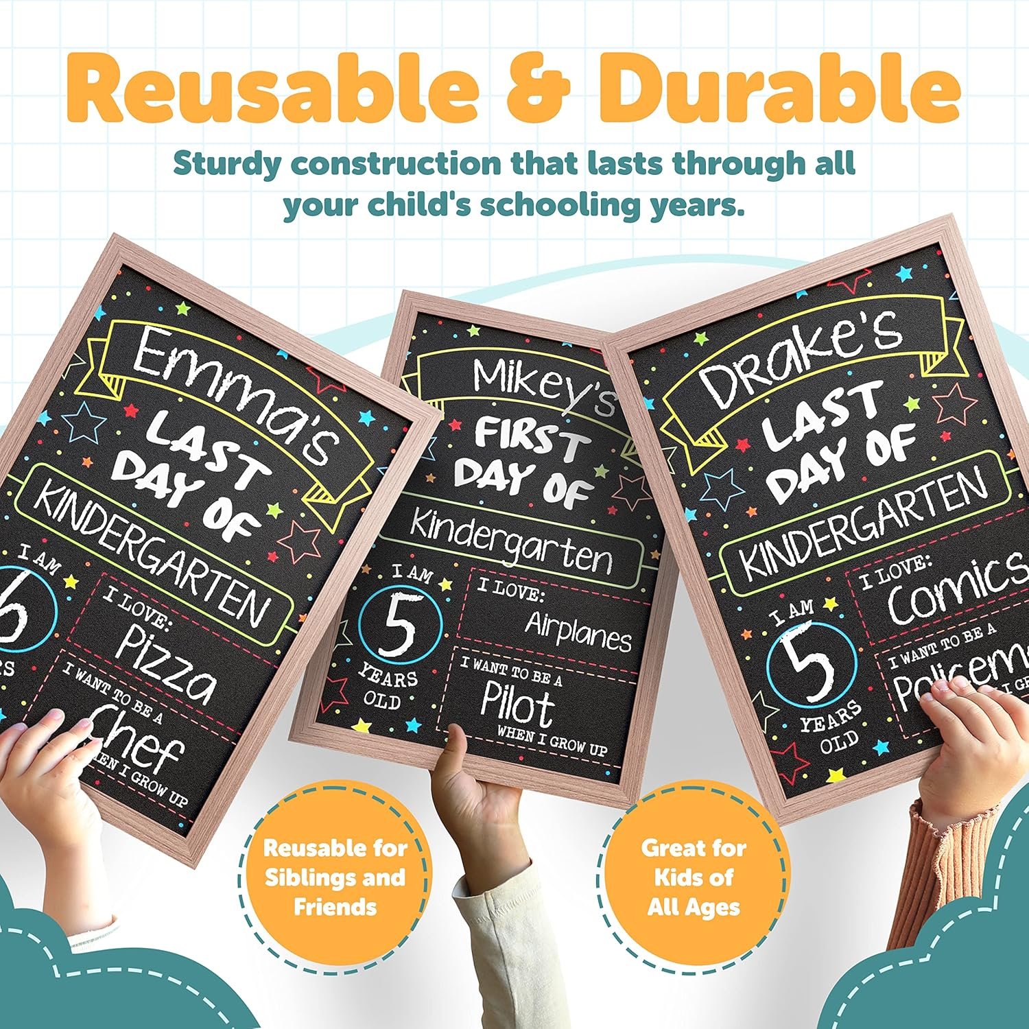 First Day Last Day of School Chalkboard Double Sided Sign with Frame - 14" x 10" - Image 5