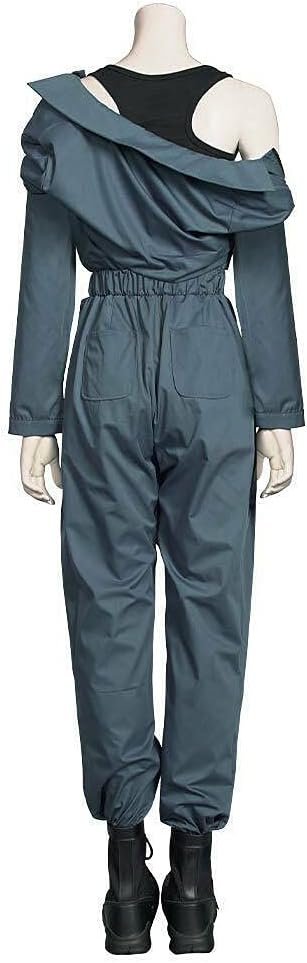 LILLIWEEN Womens Halloween Killer Costume Cosplay Long Sleeve Zip-Front Blue Coverall Jumpsuit - Image 3