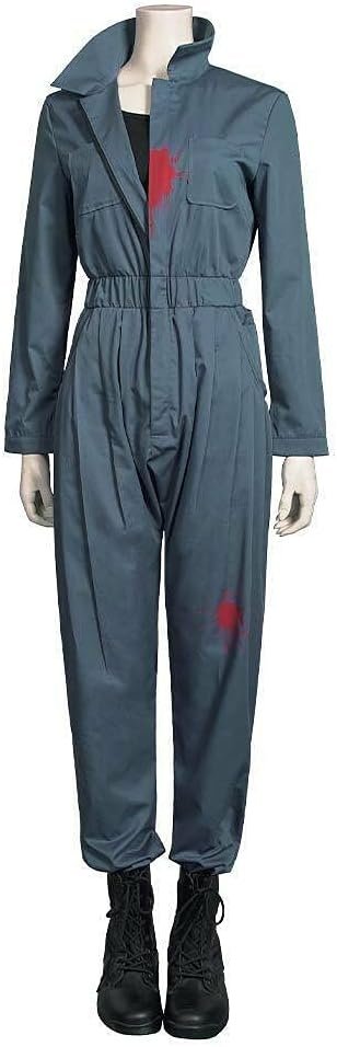 LILLIWEEN Womens Halloween Killer Costume Cosplay Long Sleeve Zip-Front Blue Coverall Jumpsuit - Image 2
