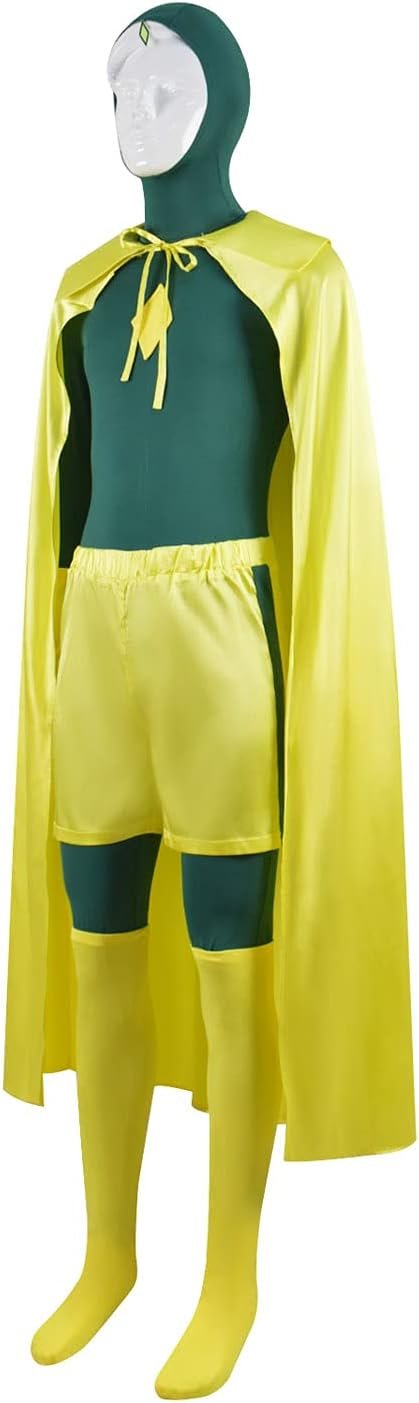 Vision Cosplay Costume Jumpsuit Cloak Wanda Maximoff Scarlet Witch Outfits Halloween Adult Men's Full Set (Vision Costume B, Medium) - Image 2