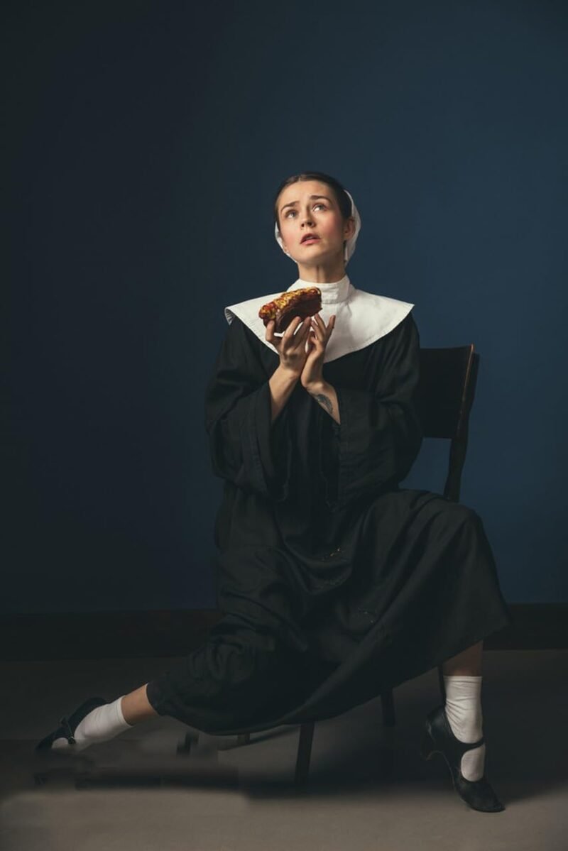 Halloween Nun Costume for Women Cosplay Costume Dress Outfit Nun Habit with Nun Hat&White Collar& Cross Pendant - Image 5