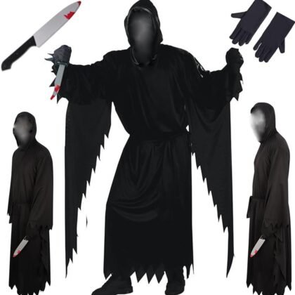 Anime Cosplay Costume Anime Hooked Outfit Black Robe Men Halloween