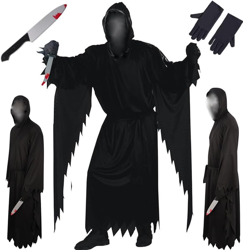 Anime Cosplay Costume Anime Hooked Outfit Black Robe Men Halloween