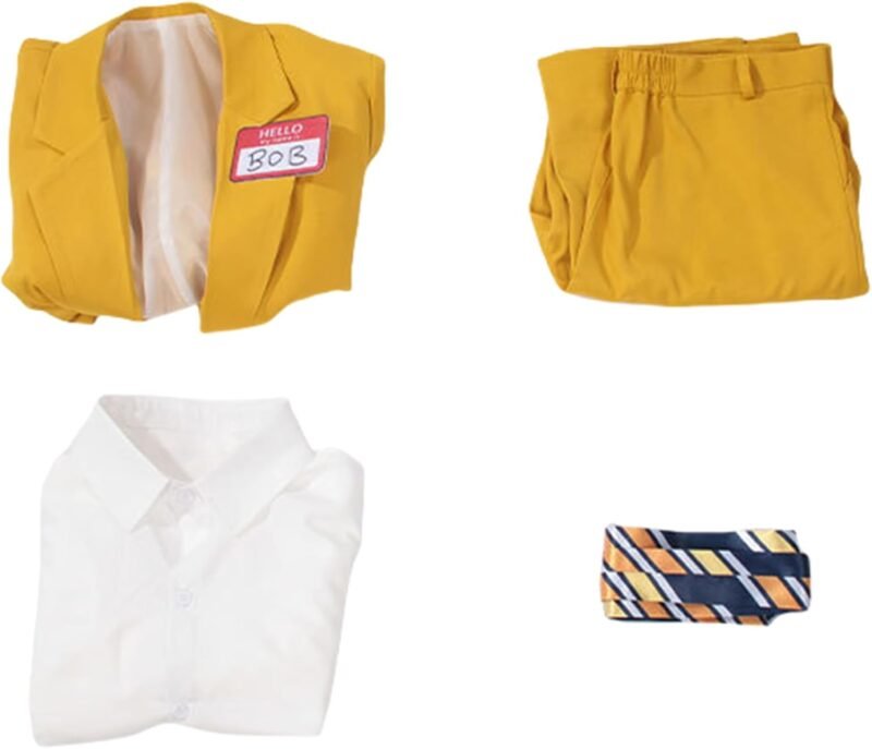 AwwwCos Movie Bob Cosplay Costume Bob Yellow Suit with Name Tag for Men Uniform Halloween Christmas Outfit - Image 2