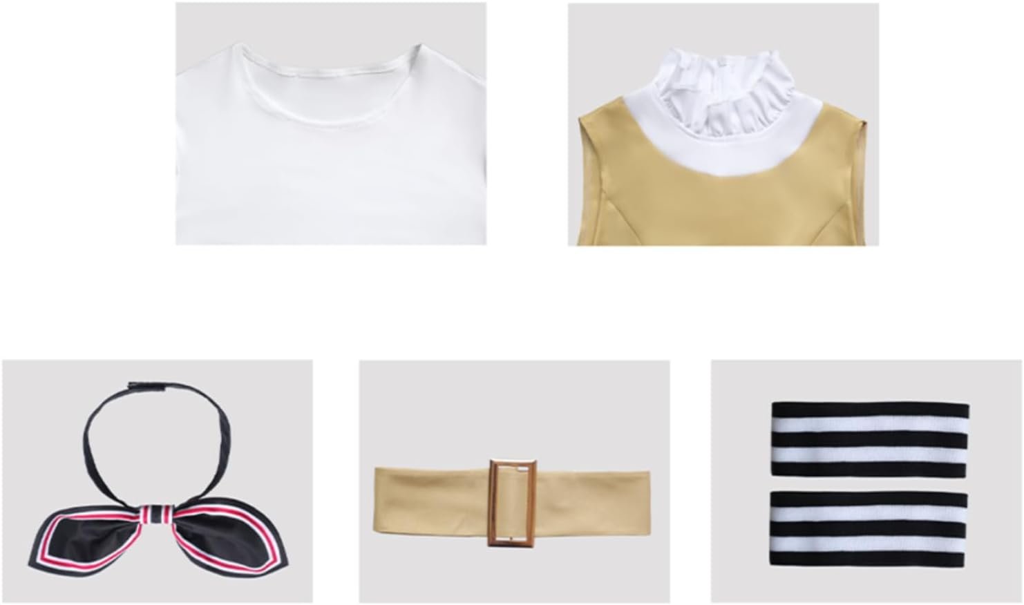 Womens Costume Dress Full Set Halloween Scary Horror Dress with Shirt Belt Tie - Image 5