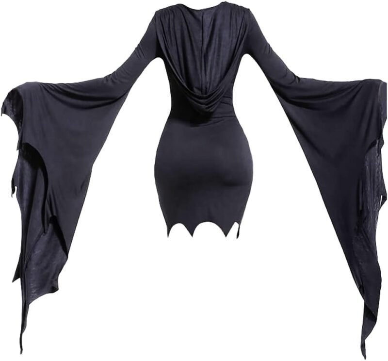 Mingyuezai Women Scream Costume Witch Bat Sleeve Long Dress Halloween Gothic Costume - Image 2