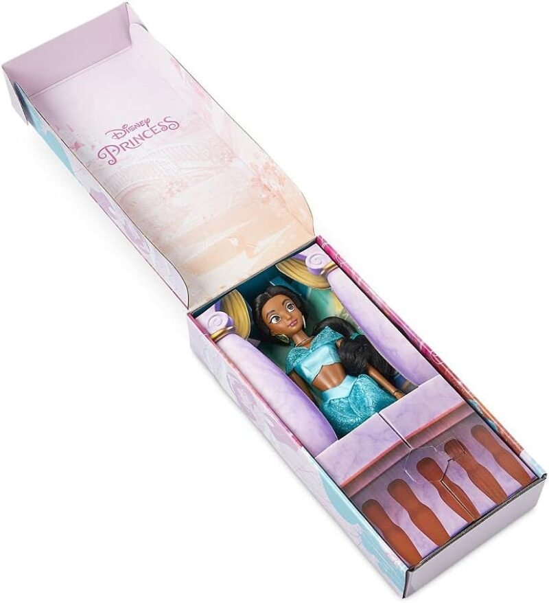 Disney Store Official Disney Princess Classic Doll (Jasmine from Aladdin), 11 Inches, Includes Brush with Molded Details, Fully Posable Toy in Classic Outfit - Disney Princess Toys for Girls - Image 3